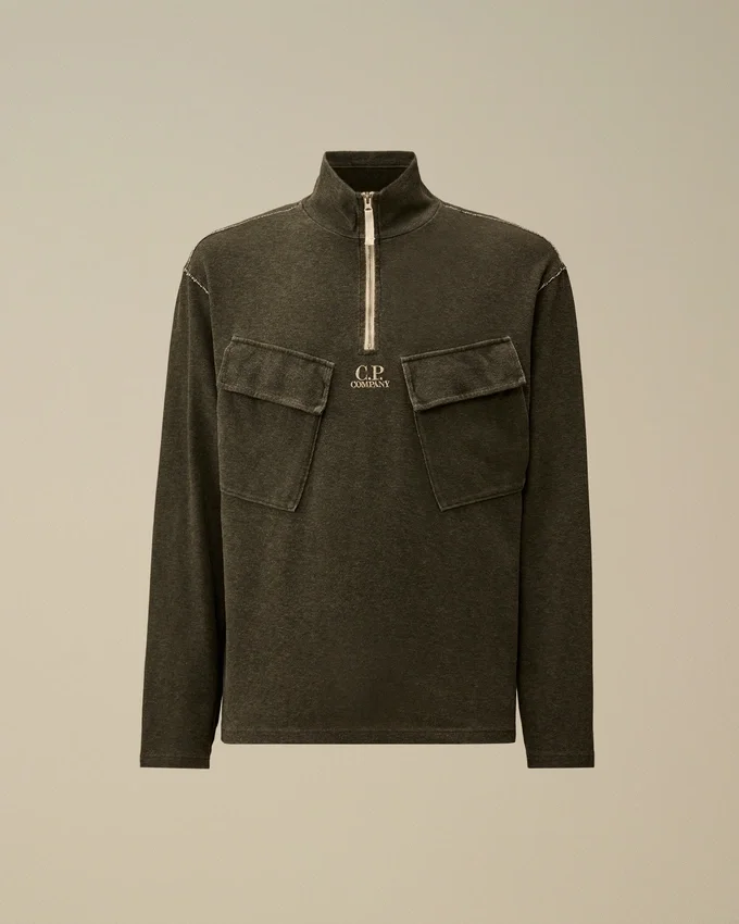 Tjock jersey-Sweatshirt med halv dragkedja
