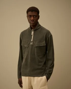 Tjock jersey-Sweatshirt med halv dragkedja