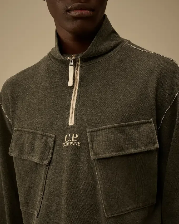 Tjock jersey-Sweatshirt med halv dragkedja