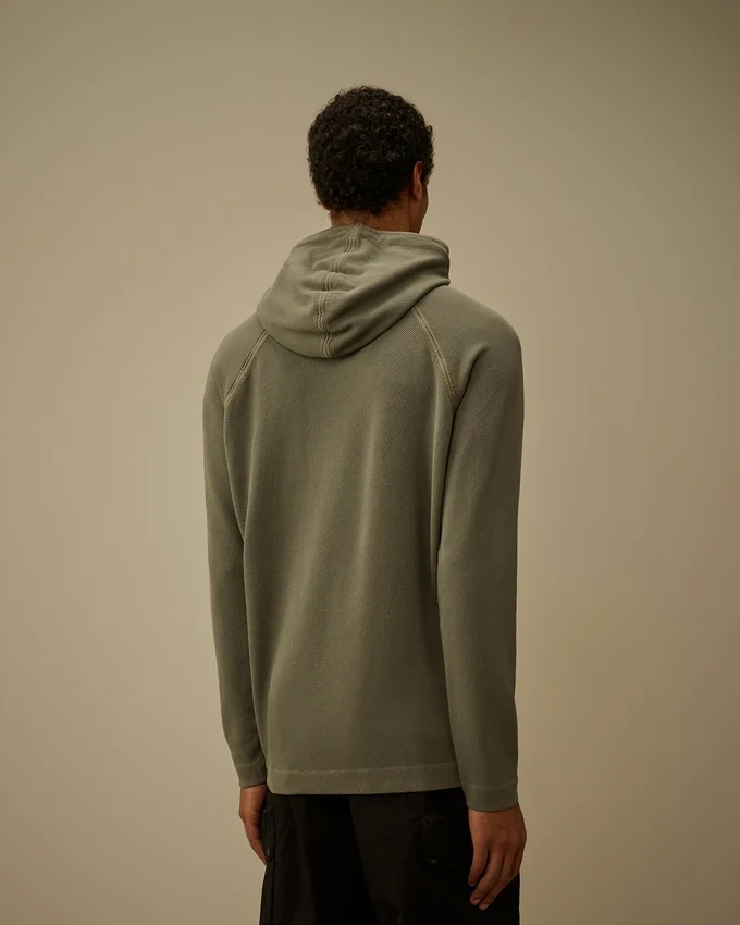 Tjock piqué-Sweatshirt med huva
