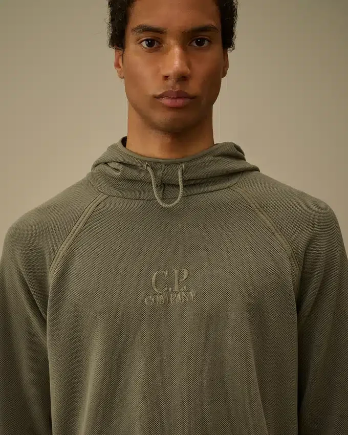 Tjock piqué-Sweatshirt med huva