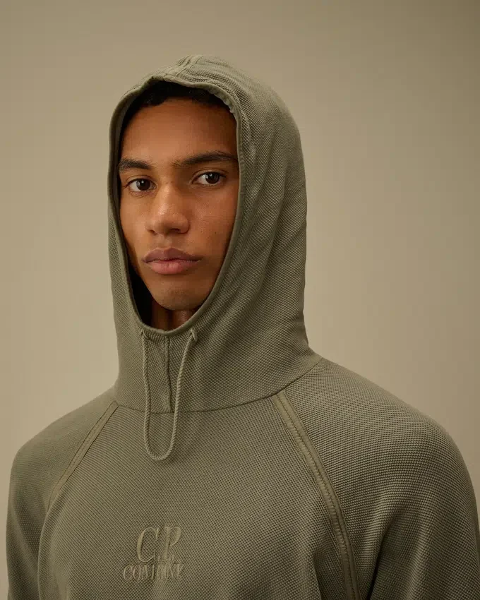 Tjock piqué-Sweatshirt med huva