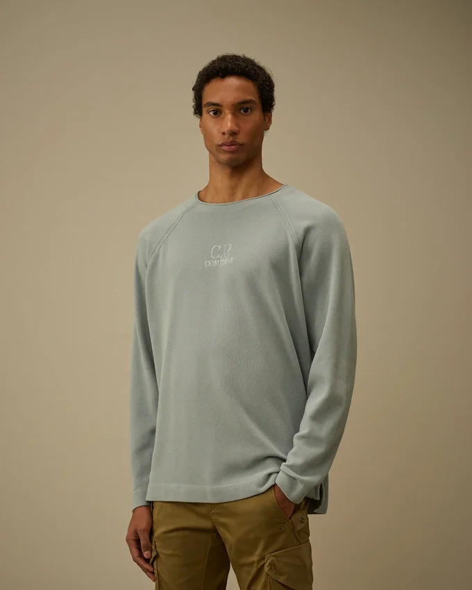 Tjock piqué-Sweatshirt med pigmentfärgning och hög krage