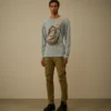 Tjock piqué-Sweatshirt med pigmentfärgning och hög krage