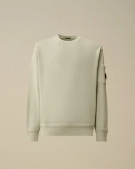 Tröja i bomullsfleece med diagonalstruktur, resistfärgad, rund hals och Lens-motiv