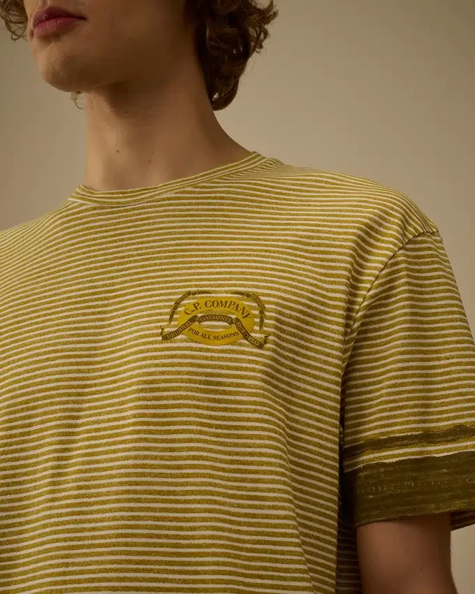 Tryckt jersey-skjorta med kort ärm och logotyp i 20/1