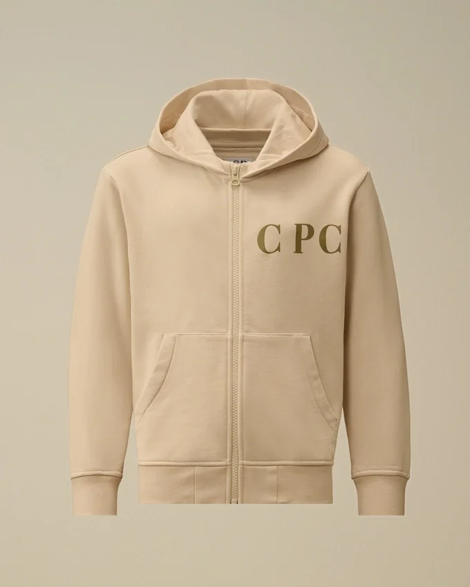 U16 Diagonal Fleece-Sweatshirt med huva och dragkedja