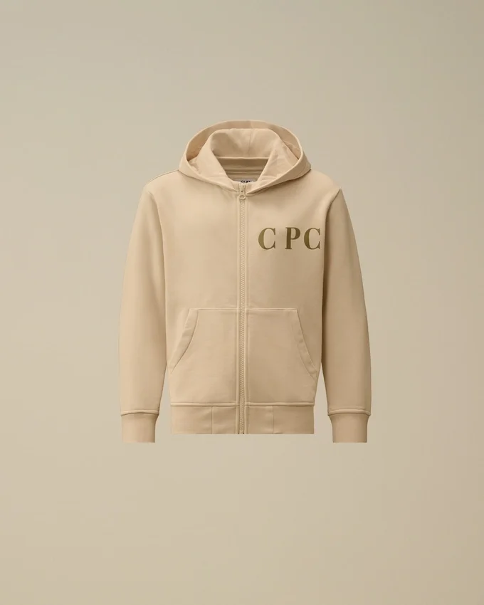 U16 Diagonal Fleece-Sweatshirt med huva och dragkedja