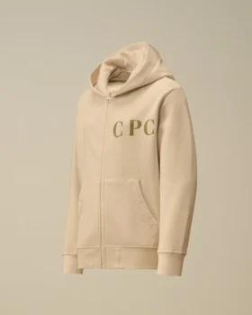 U16 Diagonal Fleece-Sweatshirt med huva och dragkedja