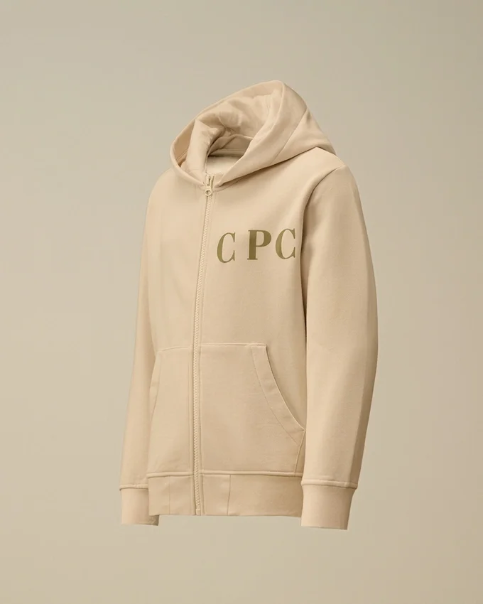 U16 Diagonal Fleece-Sweatshirt med huva och dragkedja