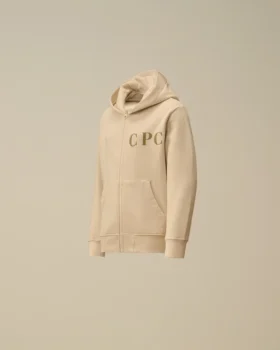 U16 Diagonal Fleece-Sweatshirt med huva och dragkedja