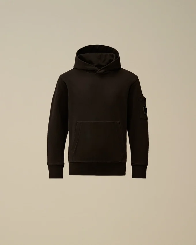 U16 Diagonal Fleece-Sweatshirt med huva och linsmotiv
