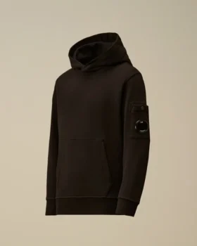 U16 Diagonal Fleece-Sweatshirt med huva och linsmotiv
