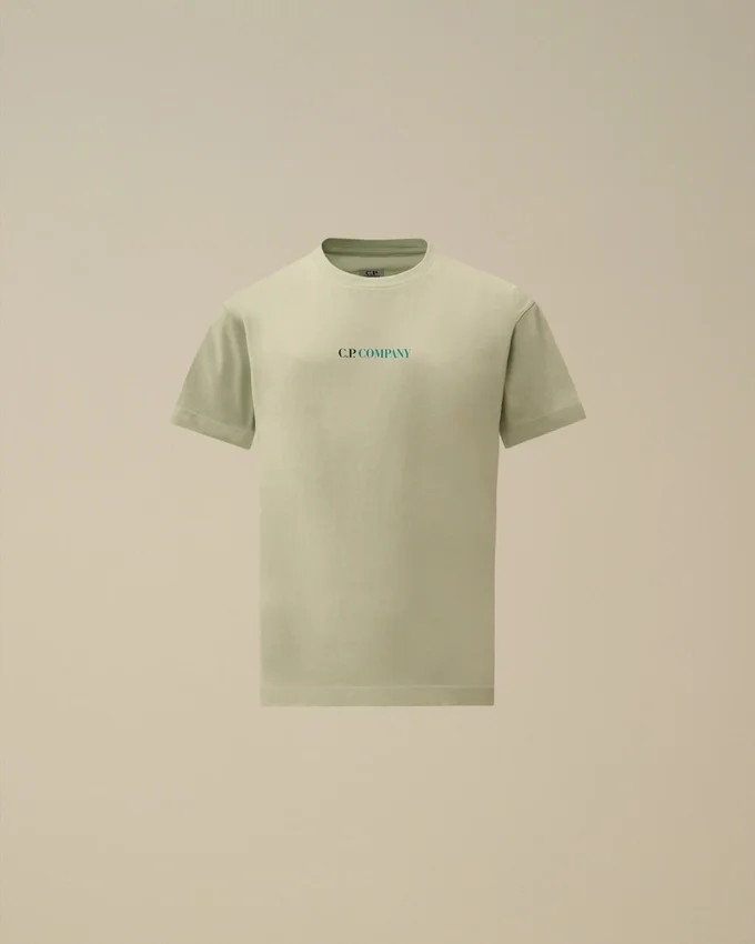 U16 kortärmad T-shirt i bomullsjersey 30/1 med stort logo-tryck