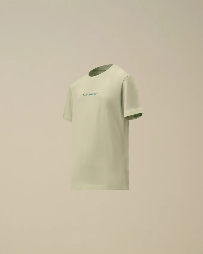 U16 kortärmad T-shirt i bomullsjersey 30/1 med stort logo-tryck
