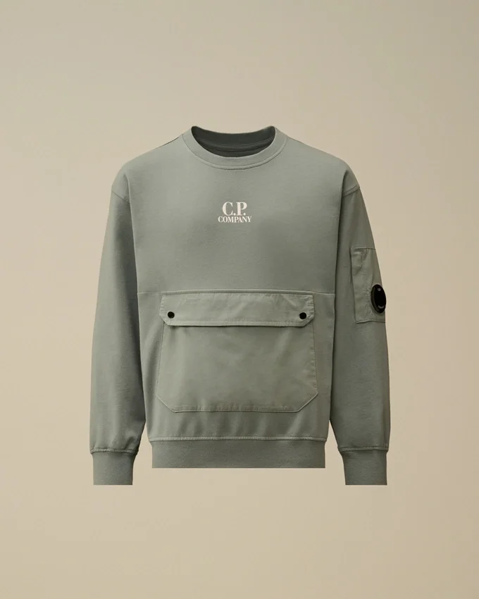 U16 Lätt fleece-Sweatshirt med rund hals och blandade detaljer