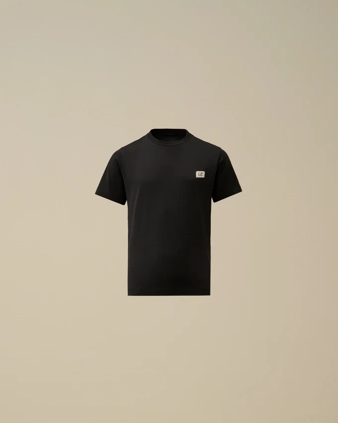 U16 T-shirt med kort ärm, logotyp-patch och bomullsjersey 30/1