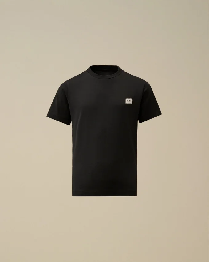 U16 T-shirt med kort ärm, logotyp-patch och bomullsjersey 30/1