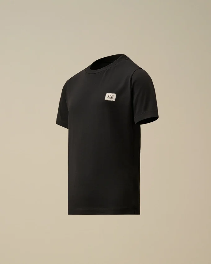 U16 T-shirt med kort ärm, logotyp-patch och bomullsjersey 30/1