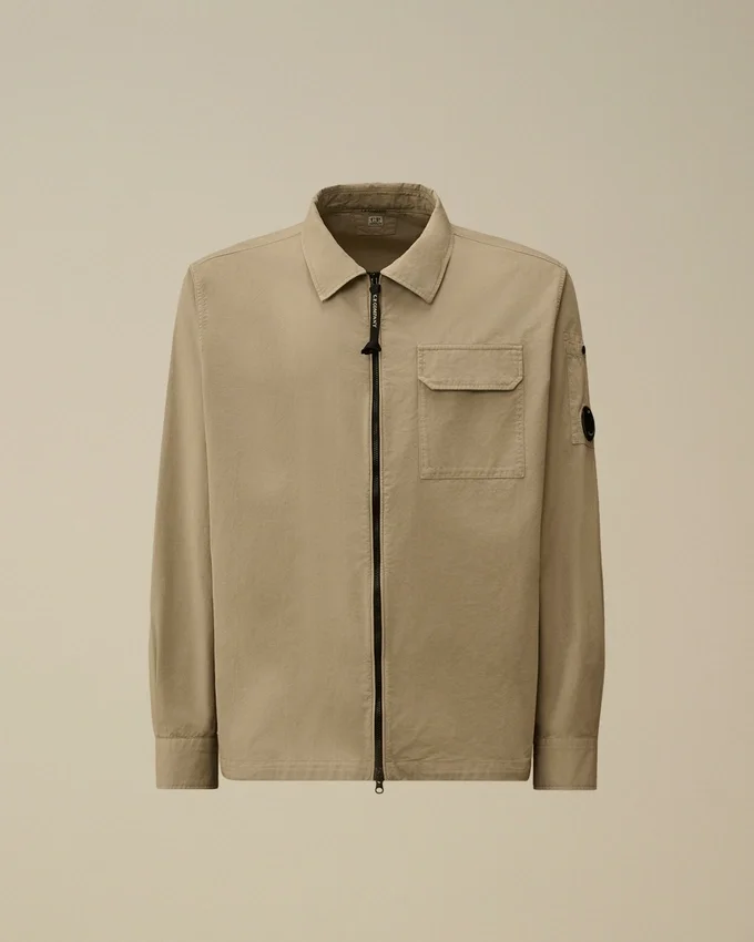 Övertröja i ekologisk gabardin med dragkedja och Lens-detalj